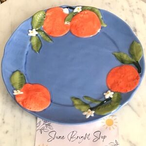 Anthropologie Plate Oranges Handpainted Glazed Stoneware New With Tag